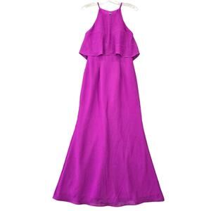 Christina Wu Women Dress Size 4 Purple Maxi Formal Preppy Ruffles Sleeveless Zip
